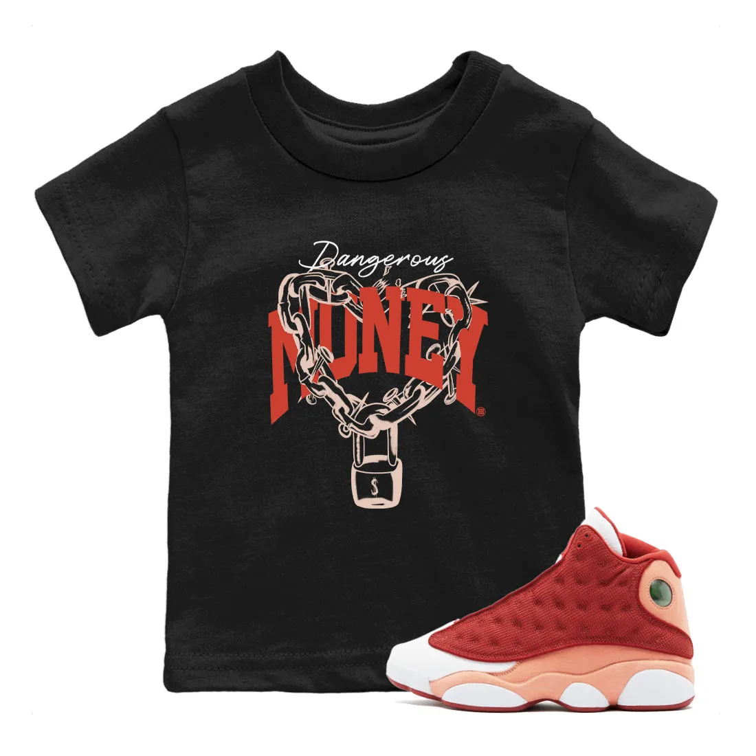 - Jordan Red Dune Money Air SNRT 13 Dangerous Secure transactions Kids Sneaker Customizable Tees