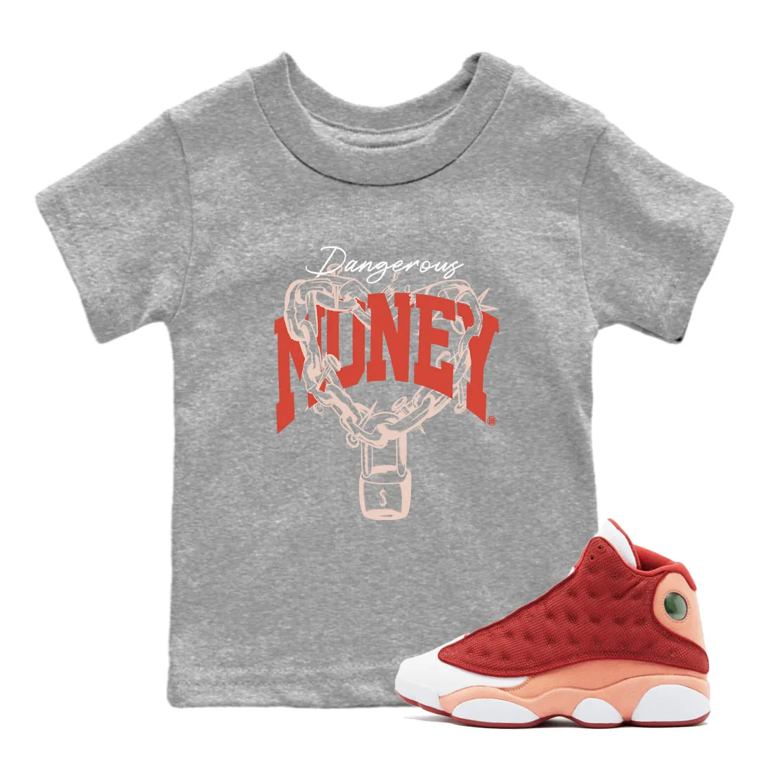 - Jordan Red Dune Money Air SNRT 13 Dangerous Secure transactions Kids Sneaker Customizable Tees