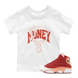 - Jordan Red Dune Money Air SNRT 13 Dangerous Secure transactions Kids Sneaker Customizable Tees