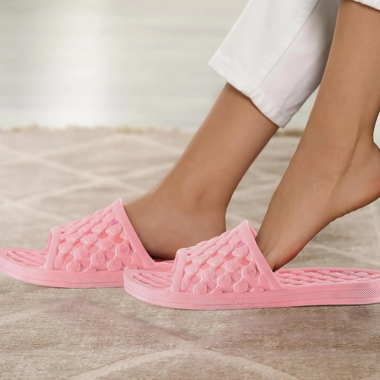 3 Pairs Shower Shoes for Women Quick Dry Non Slip Shower Slippers with Drain Holes for Indoor Outdoor Living Room