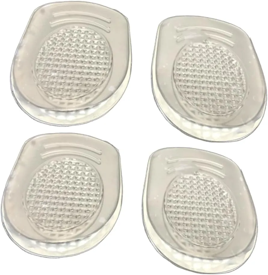 4Pairs Comfortable Silicone Heel Pads Half Insoles for Men and Women Shock Absorbing Foot Cushions for Daily Use and Travel