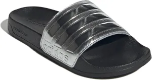 adidas Unisex Adilette Shower Slide Sandal, Black/Silver Metallic/Silver Metallic, 10 US Men