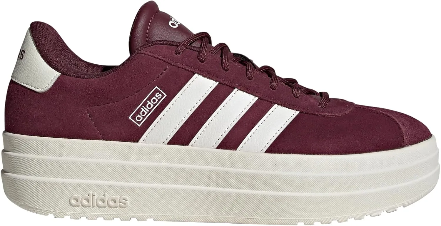 adidas Women's VL Court Sneaker, Maroon/White/Off-White, 9