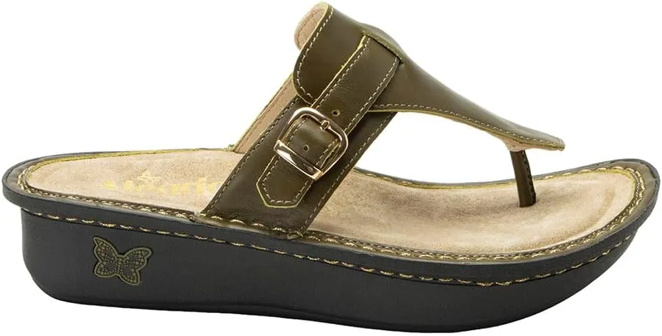Alegria Womens Kennedi - Leather Thong Adjustable Slide Sandal - Timeless Comfort, Arch Support and Stylish Women's Shoe for Everyday Elegance and Slip-Resistant - Nursing and Healthcare Professionals