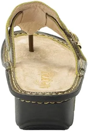 Alegria Womens Kennedi - Leather Thong Adjustable Slide Sandal - Timeless Comfort, Arch Support and Stylish Women's Shoe for Everyday Elegance and Slip-Resistant - Nursing and Healthcare Professionals