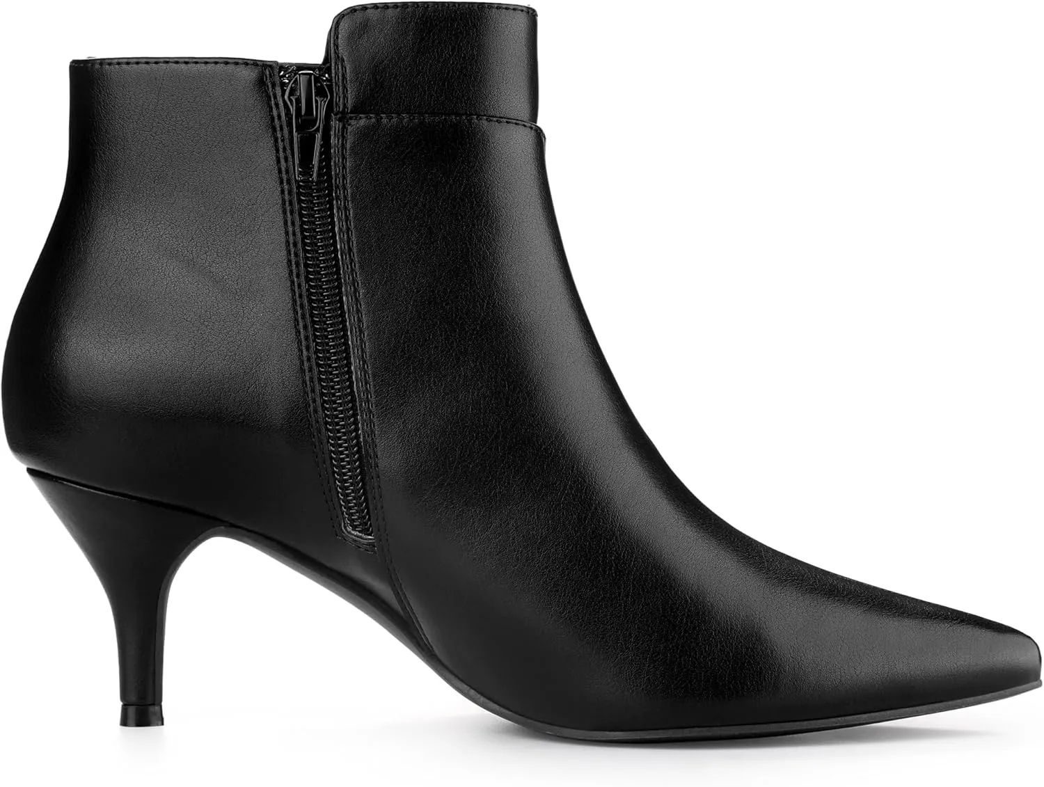Allegra K Women's Pointy Toe Zipper Buckle Decor Kitten Heels Ankle Boots