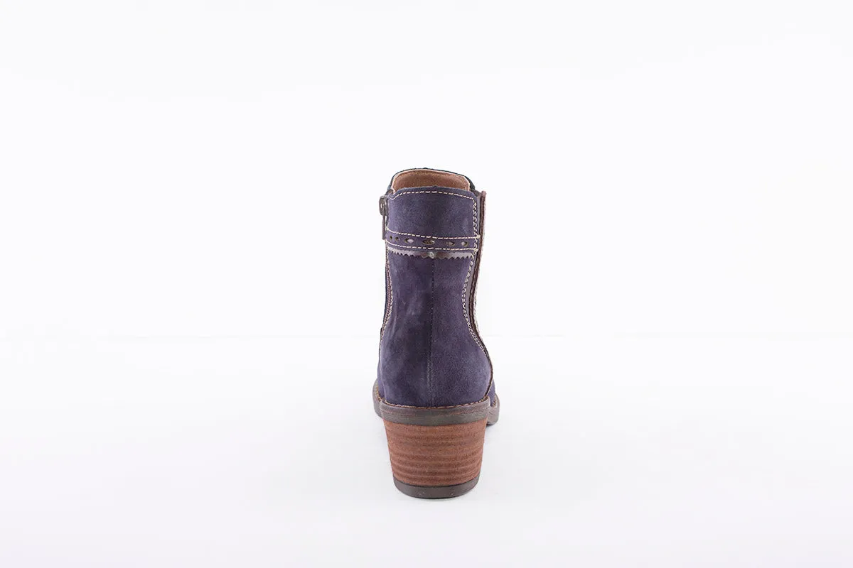 ALPE - 4391 MEDIUM HEEL ANKLE BOOT - NAVY SUEDE