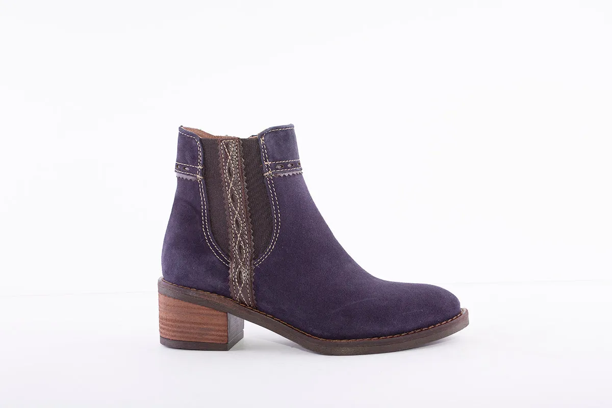 ALPE - 4391 MEDIUM HEEL ANKLE BOOT - NAVY SUEDE