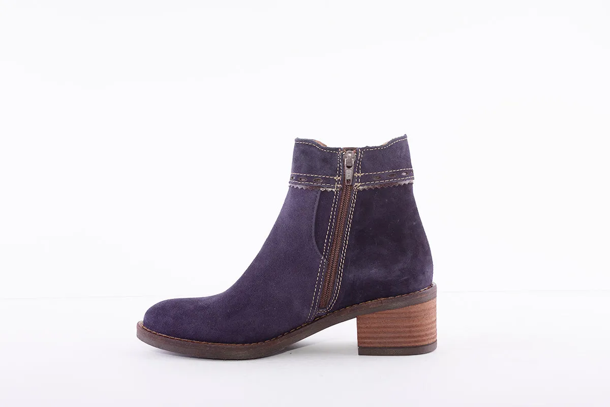 ALPE - 4391 MEDIUM HEEL ANKLE BOOT - NAVY SUEDE