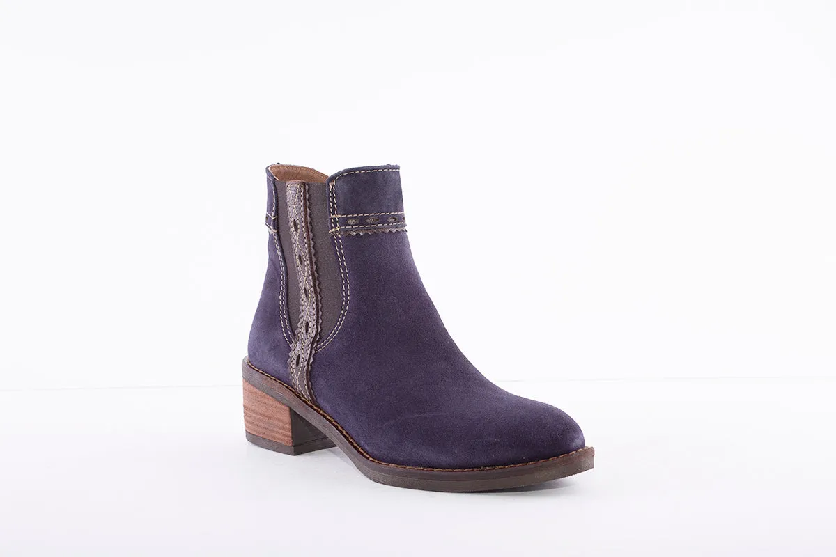 ALPE - 4391 MEDIUM HEEL ANKLE BOOT - NAVY SUEDE