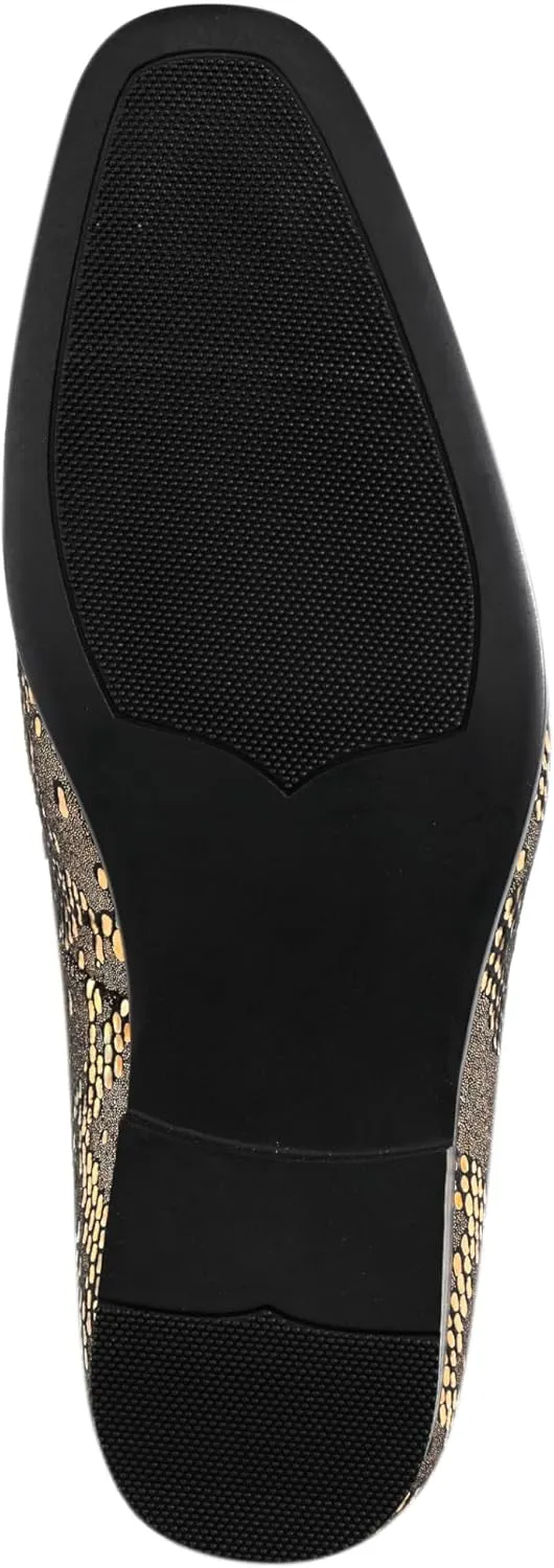 Amali Men's Paisley Metallic Erin Driving Smoking Slip On Loafer Dress Shoe