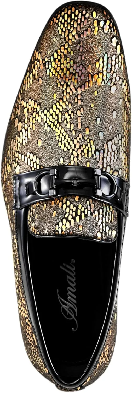 Amali Men's Paisley Metallic Erin Driving Smoking Slip On Loafer Dress Shoe
