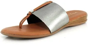 Andre Assous Womens Nice Elastic Pewter Slide - 7