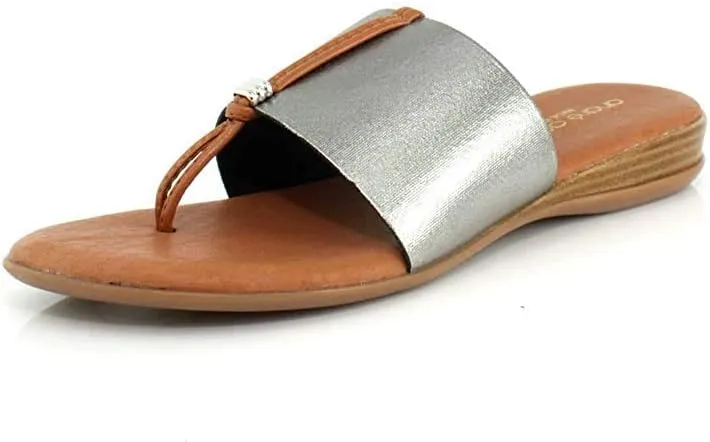 Andre Assous Womens Nice Elastic Pewter Slide - 7