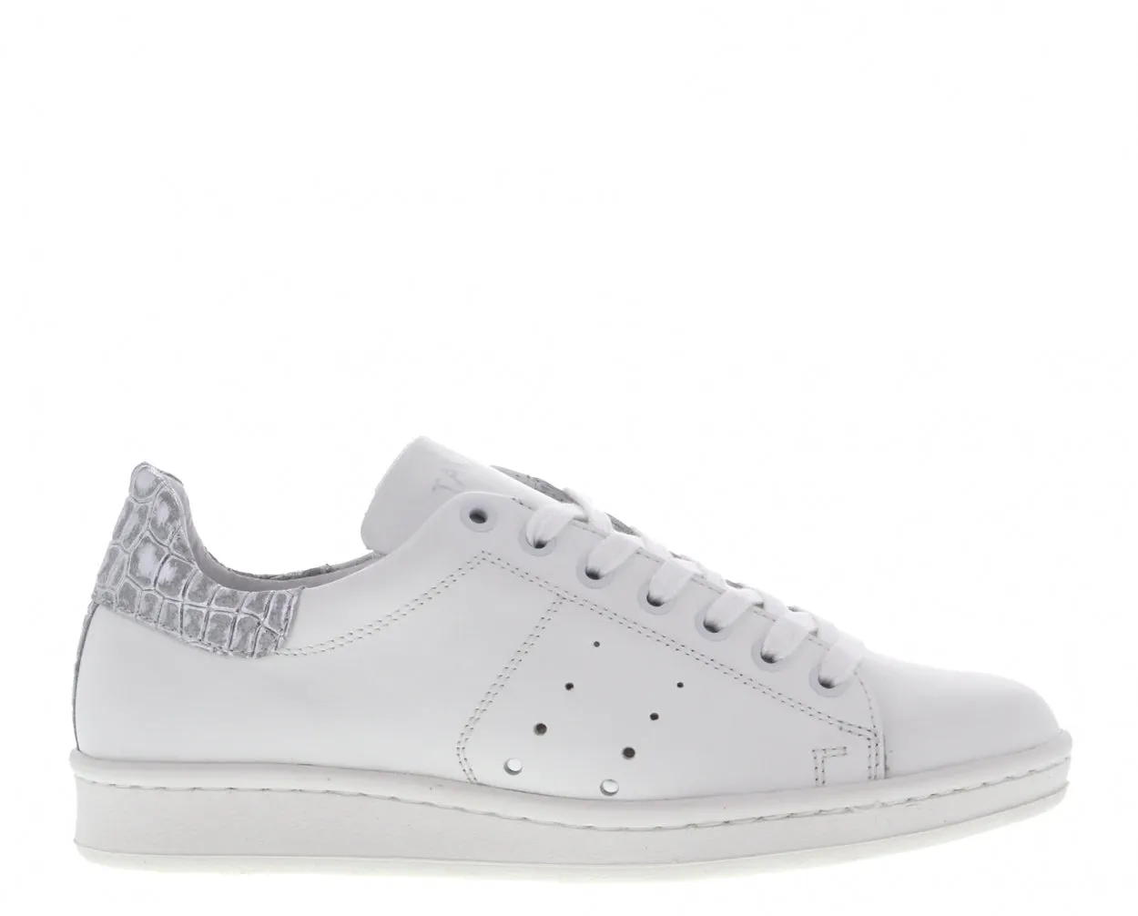 Anna 17-dh white leather/croco silver - white sole