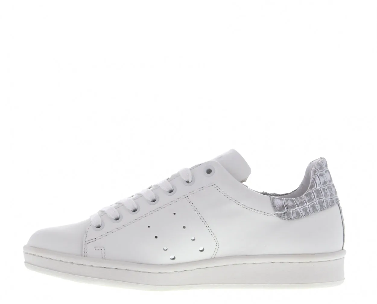 Anna 17-dh white leather/croco silver - white sole