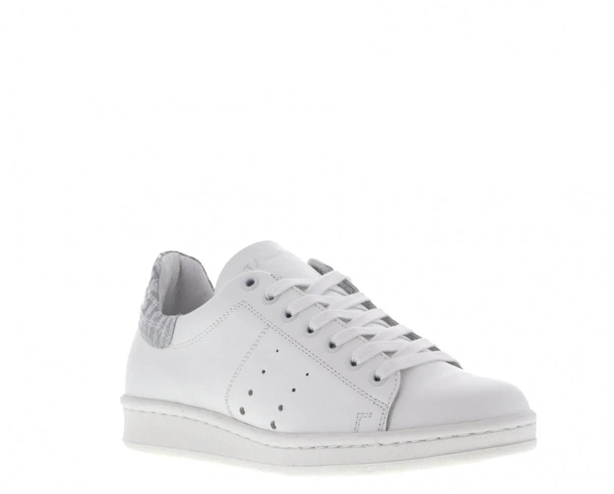 Anna 17-dh white leather/croco silver - white sole