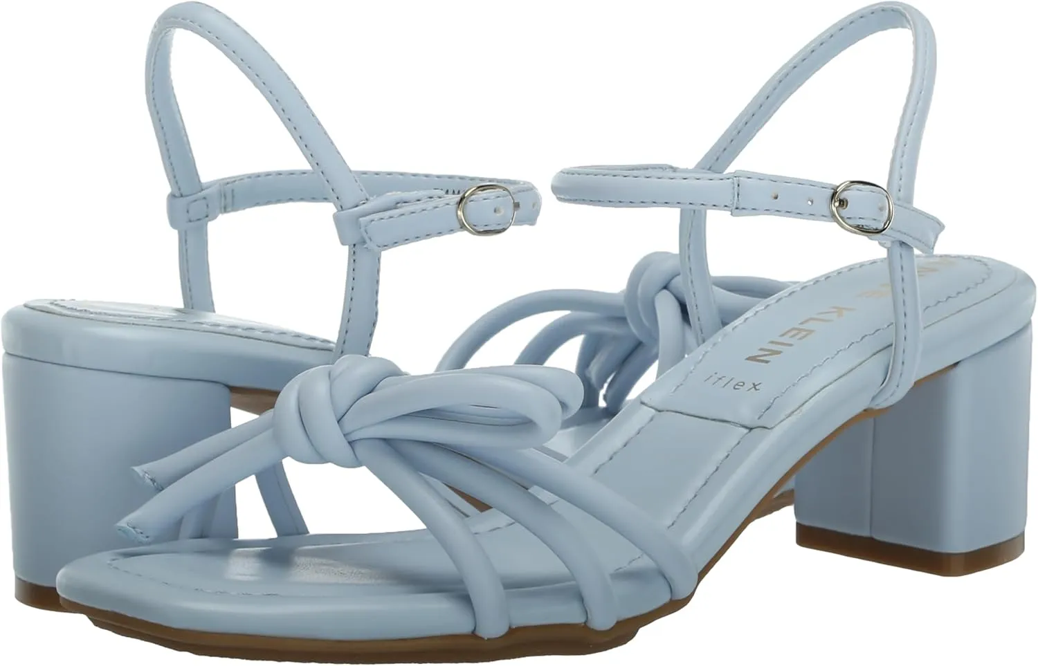 Anne Klein Womens Keilly Faux Leather Ankle Strap Block Heel
