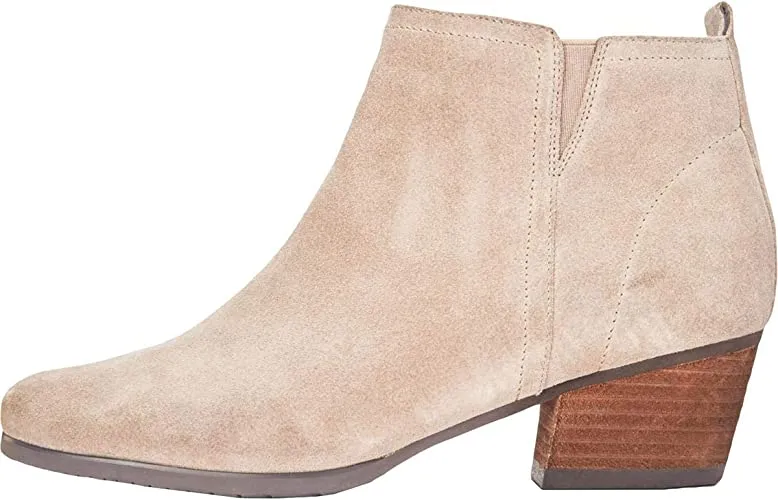Aqua College Womens Isla Suede Block Heel Ankle Boots Taupe 11 Medium (B,M)