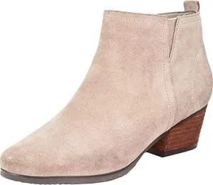 Aqua College Womens Isla Suede Block Heel Ankle Boots Taupe 11 Medium (B,M)