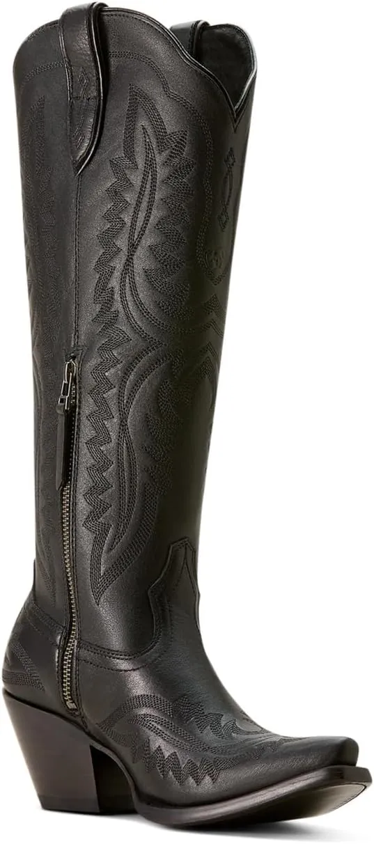 ARIAT Womens Casanova Tall Embroidered Snip Toe Zippered Casual Boots Knee High Mid Heel 2-3" - Pink