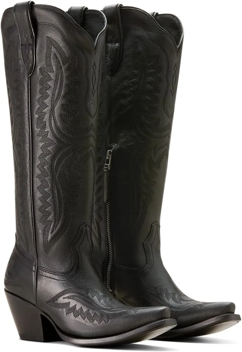 ARIAT Womens Casanova Tall Embroidered Snip Toe Zippered Casual Boots Knee High Mid Heel 2-3" - Pink