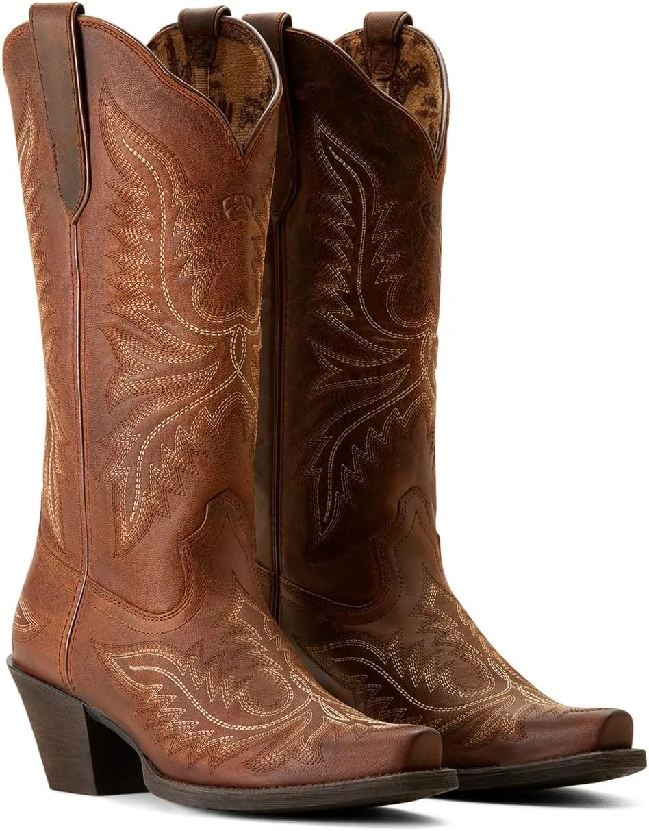 ARIAT Women`s Rafter Tan Vamp and 12In Top Round Up Boot