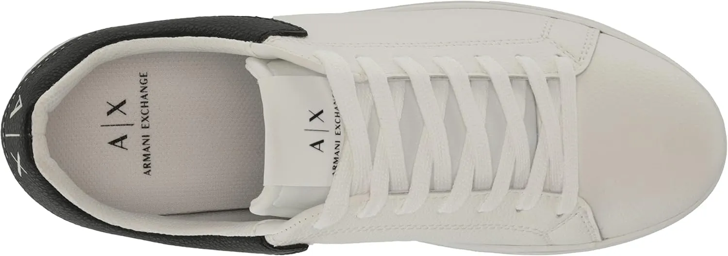 Armani Exchange Men's Updated Leather Sidewall Logo Sneaker