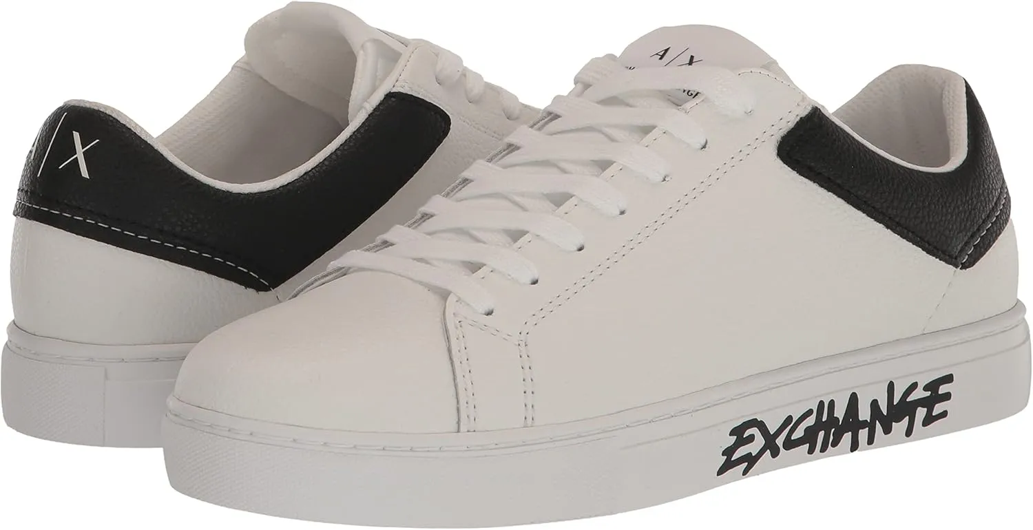 Armani Exchange Men's Updated Leather Sidewall Logo Sneaker