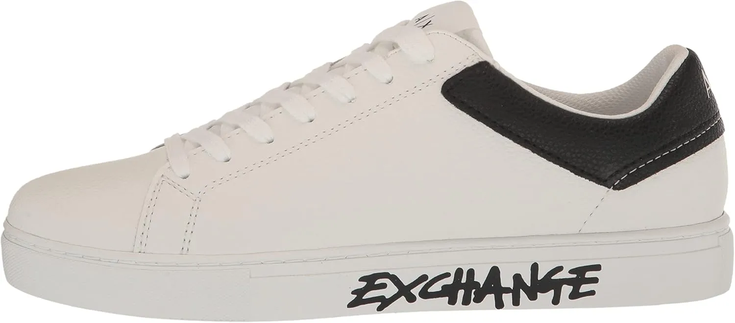 Armani Exchange Men's Updated Leather Sidewall Logo Sneaker