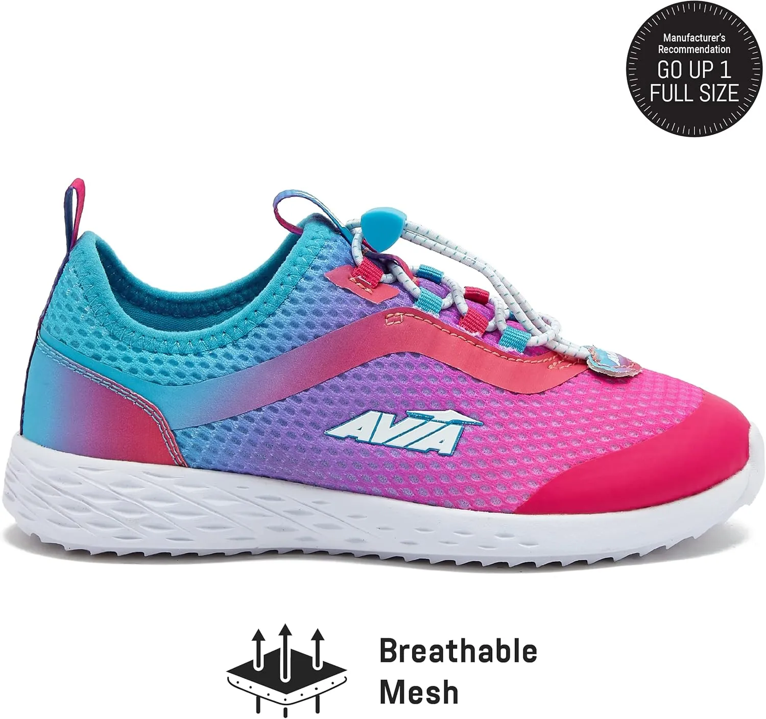 Avia Avi Spirit Slip On Girls' Sneakers - Lightweight Tennis, Athletic, Running Shoes for Girls - Toddler, Little Kid, and Big Kid Sizes 11 to 6