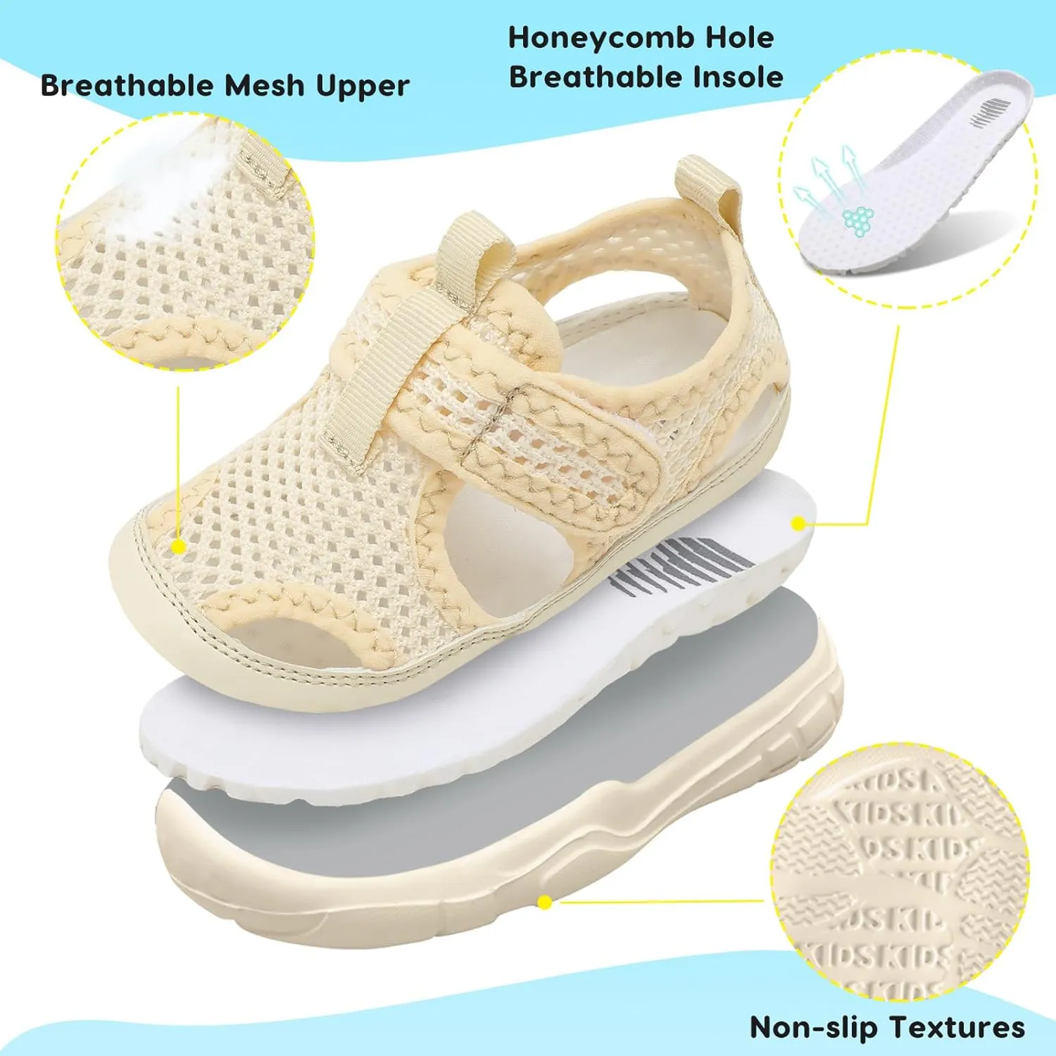 BARERUN Kids Water Shoes Boys Girls Barefoot Aqua Socks for Swim Surf Pool Beach Sport Lightweight Breathable Sandal Athletic Slip-On Sneaker for Toddler Outdoor Indoor