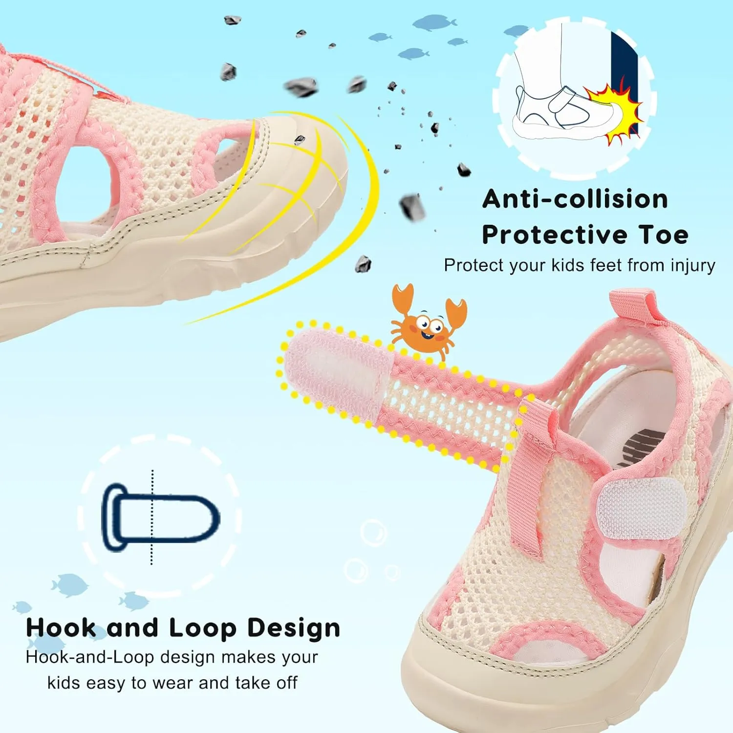 BARERUN Kids Water Shoes Boys Girls Barefoot Aqua Socks for Swim Surf Pool Beach Sport Lightweight Breathable Sandal Athletic Slip-On Sneaker for Toddler Outdoor Indoor