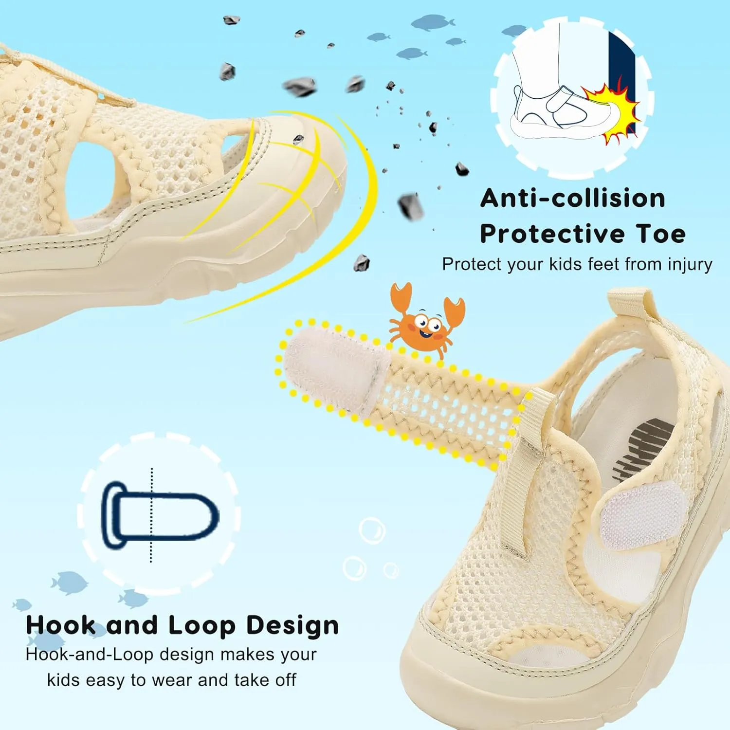 BARERUN Kids Water Shoes Boys Girls Barefoot Aqua Socks for Swim Surf Pool Beach Sport Lightweight Breathable Sandal Athletic Slip-On Sneaker for Toddler Outdoor Indoor