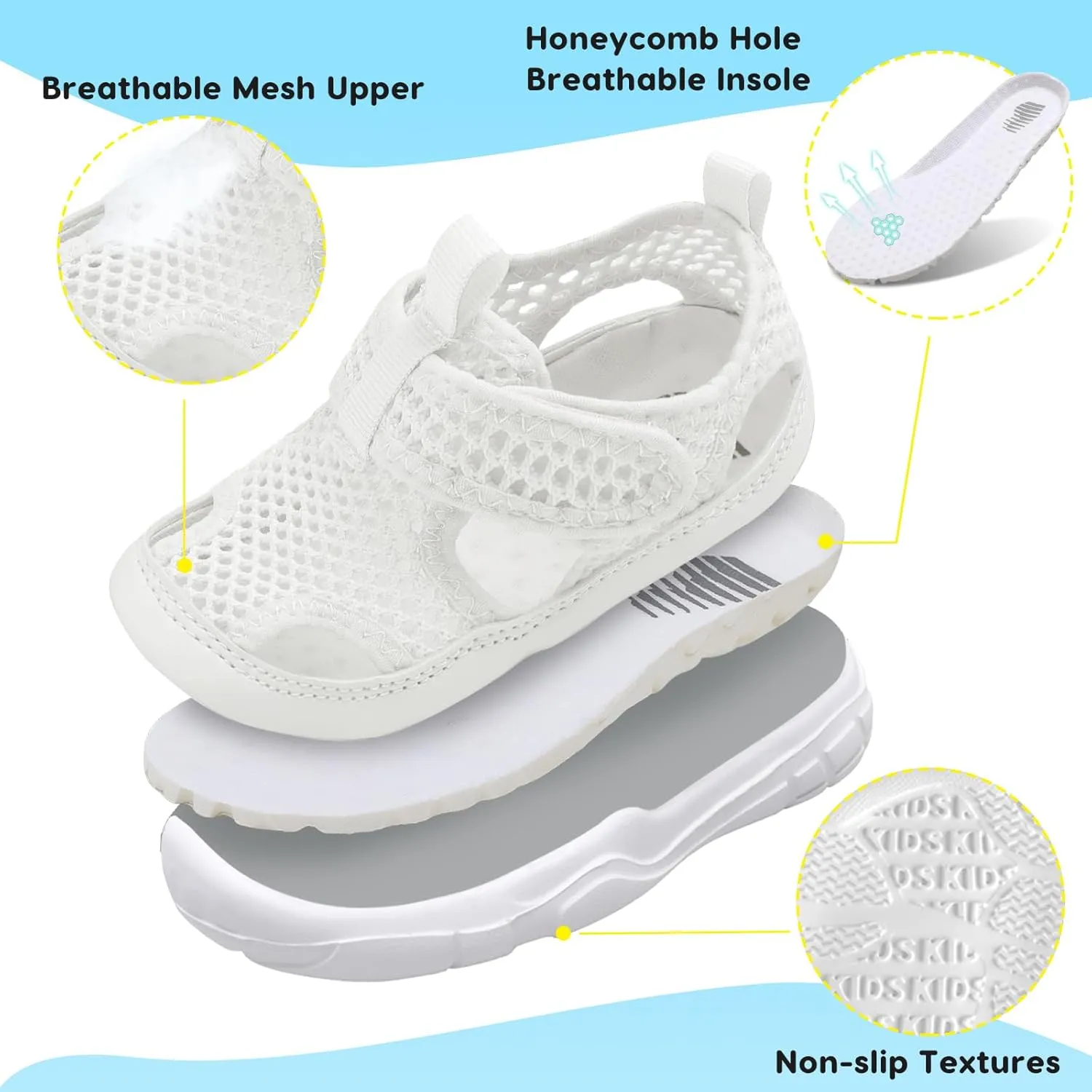 BARERUN Kids Water Shoes Boys Girls Barefoot Aqua Socks for Swim Surf Pool Beach Sport Lightweight Breathable Sandal Athletic Slip-On Sneaker for Toddler Outdoor Indoor