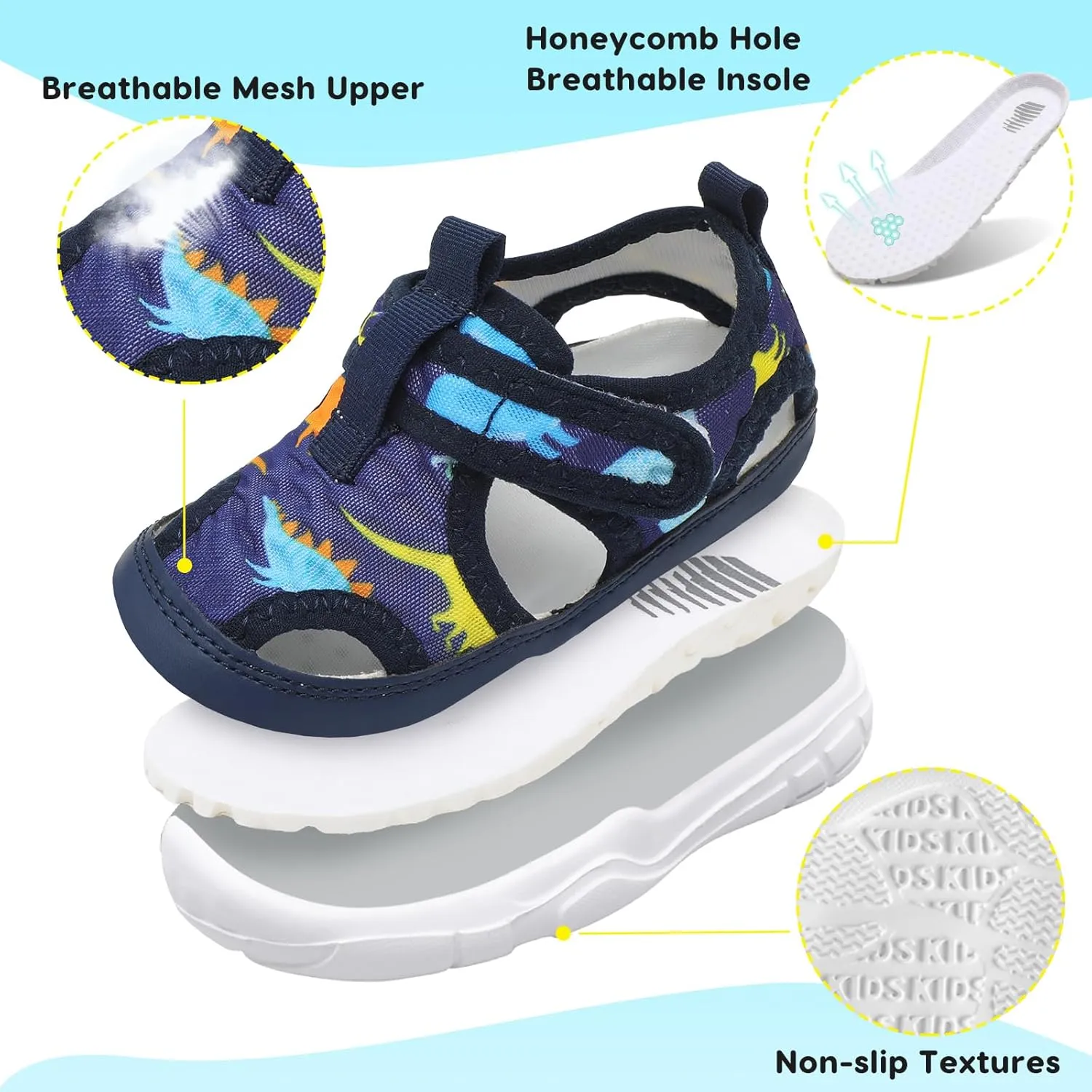 BARERUN Kids Water Shoes Boys Girls Barefoot Aqua Socks for Swim Surf Pool Beach Sport Lightweight Breathable Sandal Athletic Slip-On Sneaker for Toddler Outdoor Indoor