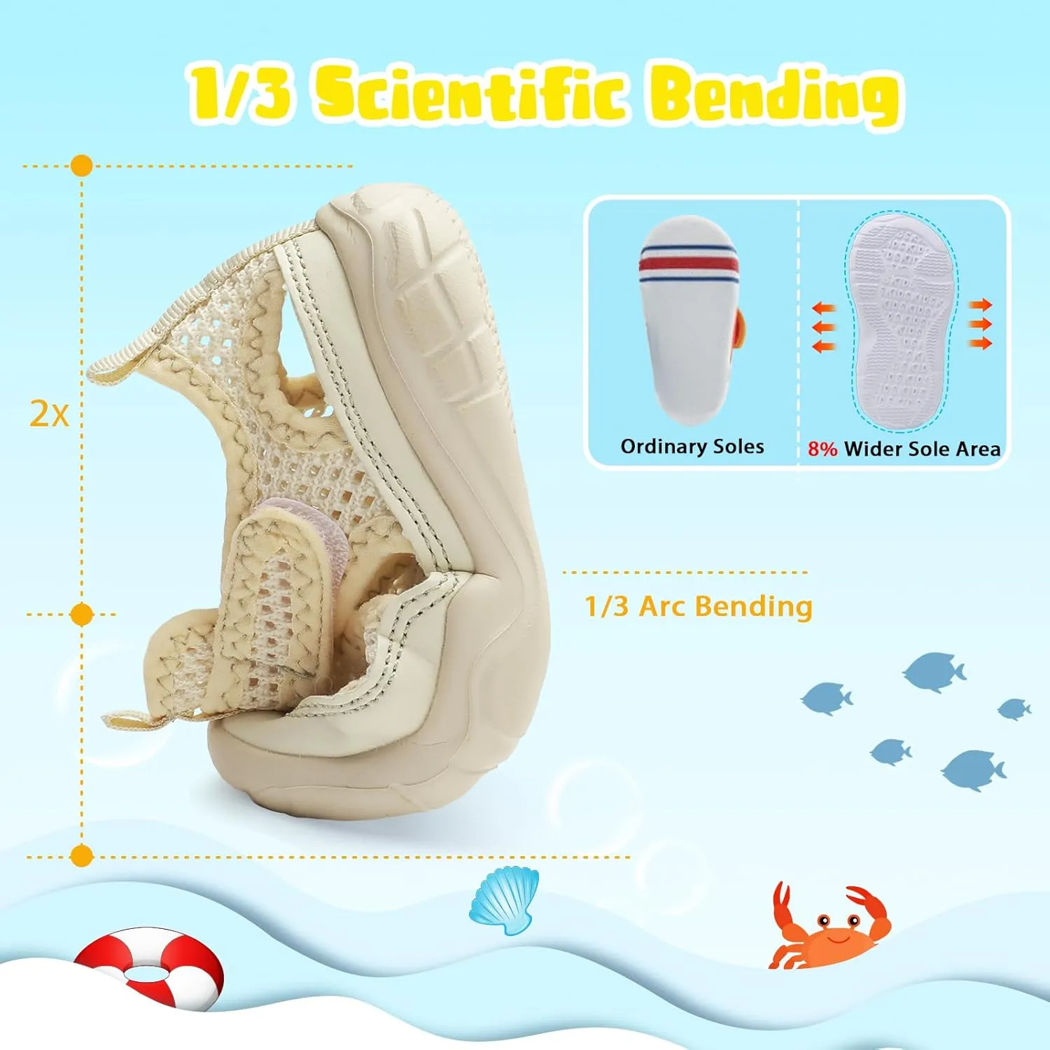 BARERUN Kids Water Shoes Boys Girls Barefoot Aqua Socks for Swim Surf Pool Beach Sport Lightweight Breathable Sandal Athletic Slip-On Sneaker for Toddler Outdoor Indoor