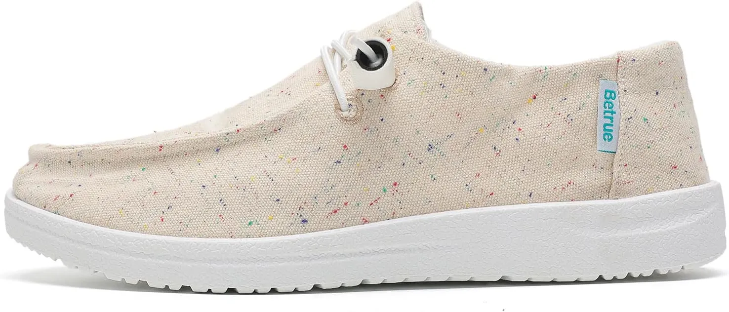 Betrue Women's Lightweight Boat Shoes, Breathable Canvas Loafers for Casual Users, Slip-On Deck Shoes for Everyday Consumers