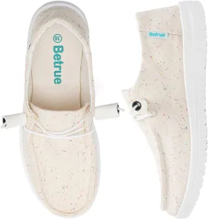 Betrue Women's Lightweight Boat Shoes, Breathable Canvas Loafers for Casual Users, Slip-On Deck Shoes for Everyday Consumers