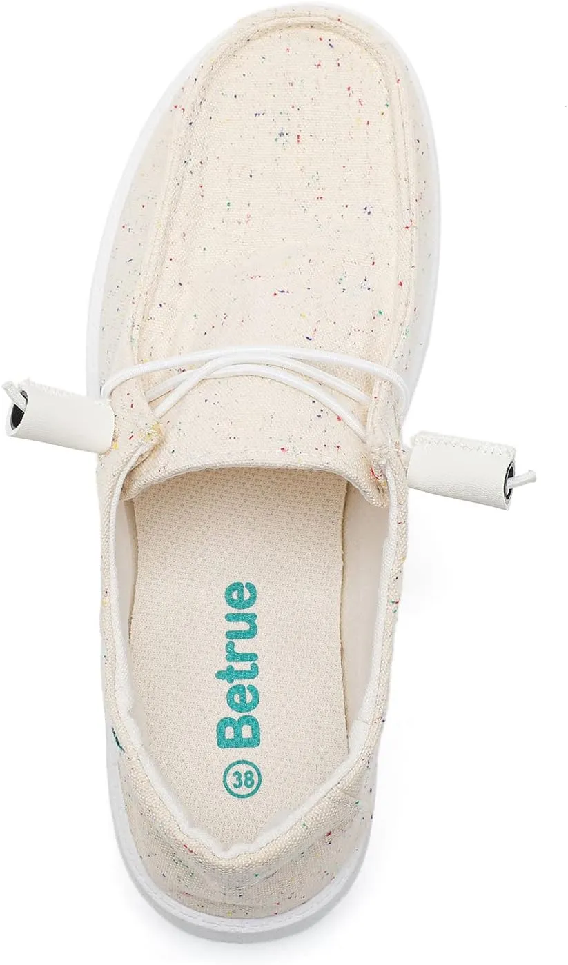 Betrue Women's Lightweight Boat Shoes, Breathable Canvas Loafers for Casual Users, Slip-On Deck Shoes for Everyday Consumers