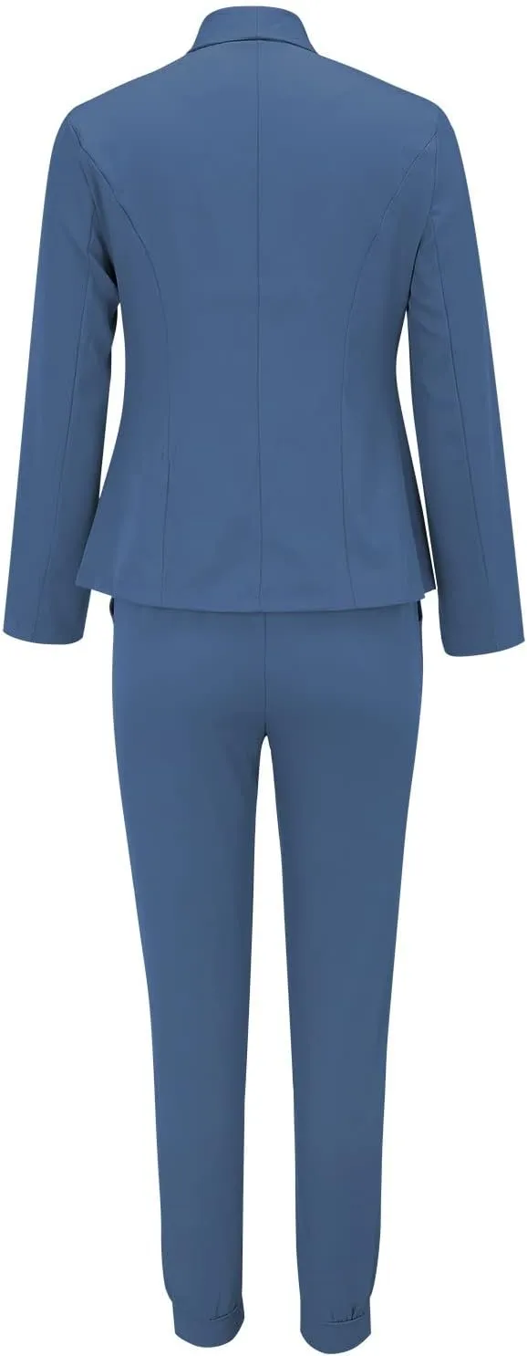 Blazer Sets Women 2 Piece Outfits Trendy 2024 Open Front Blazer And Pant Set Business Casual Office Work Suits