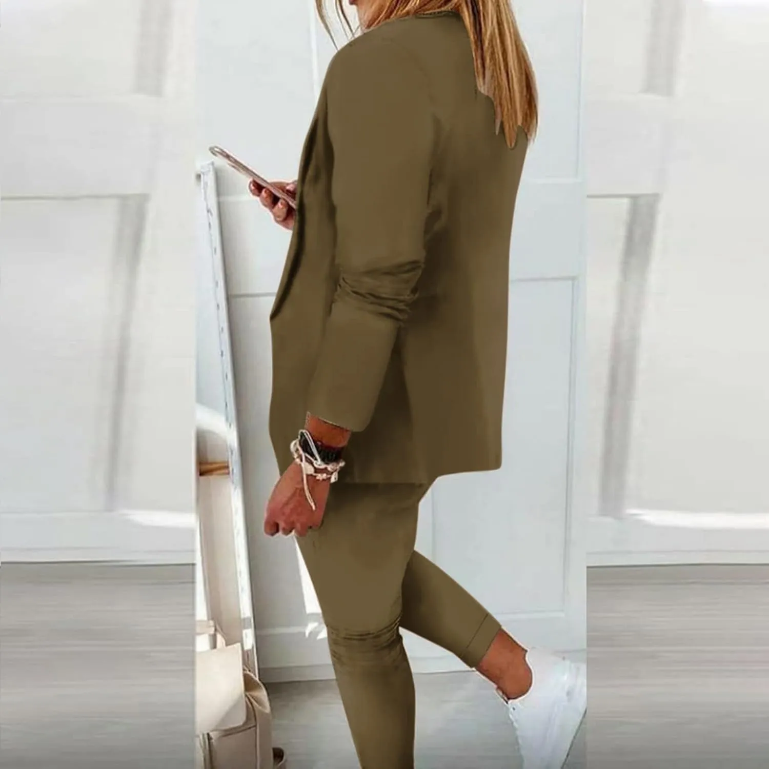 Blazer Sets Women 2 Piece Outfits Trendy 2024 Open Front Blazer And Pant Set Business Casual Office Work Suits