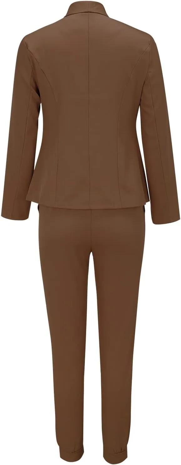 Blazer Sets Women 2 Piece Outfits Trendy 2024 Open Front Blazer And Pant Set Business Casual Office Work Suits