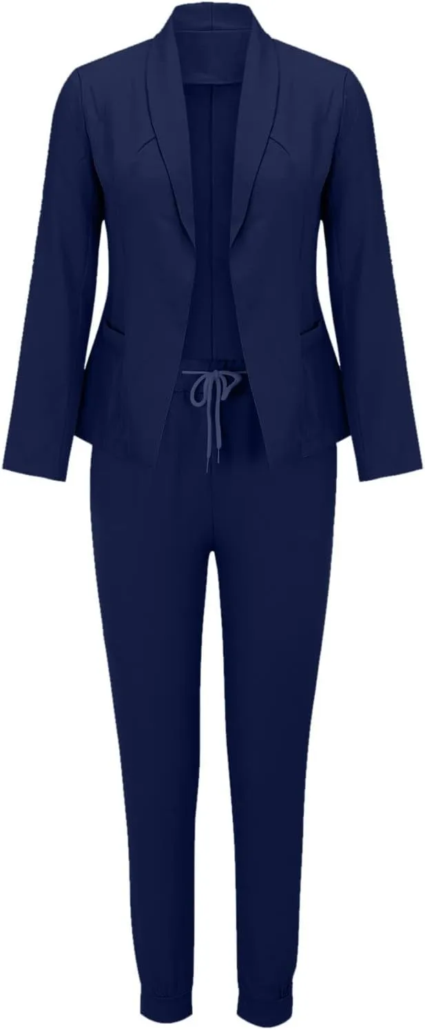 Blazer Sets Women 2 Piece Outfits Trendy 2024 Open Front Blazer And Pant Set Business Casual Office Work Suits