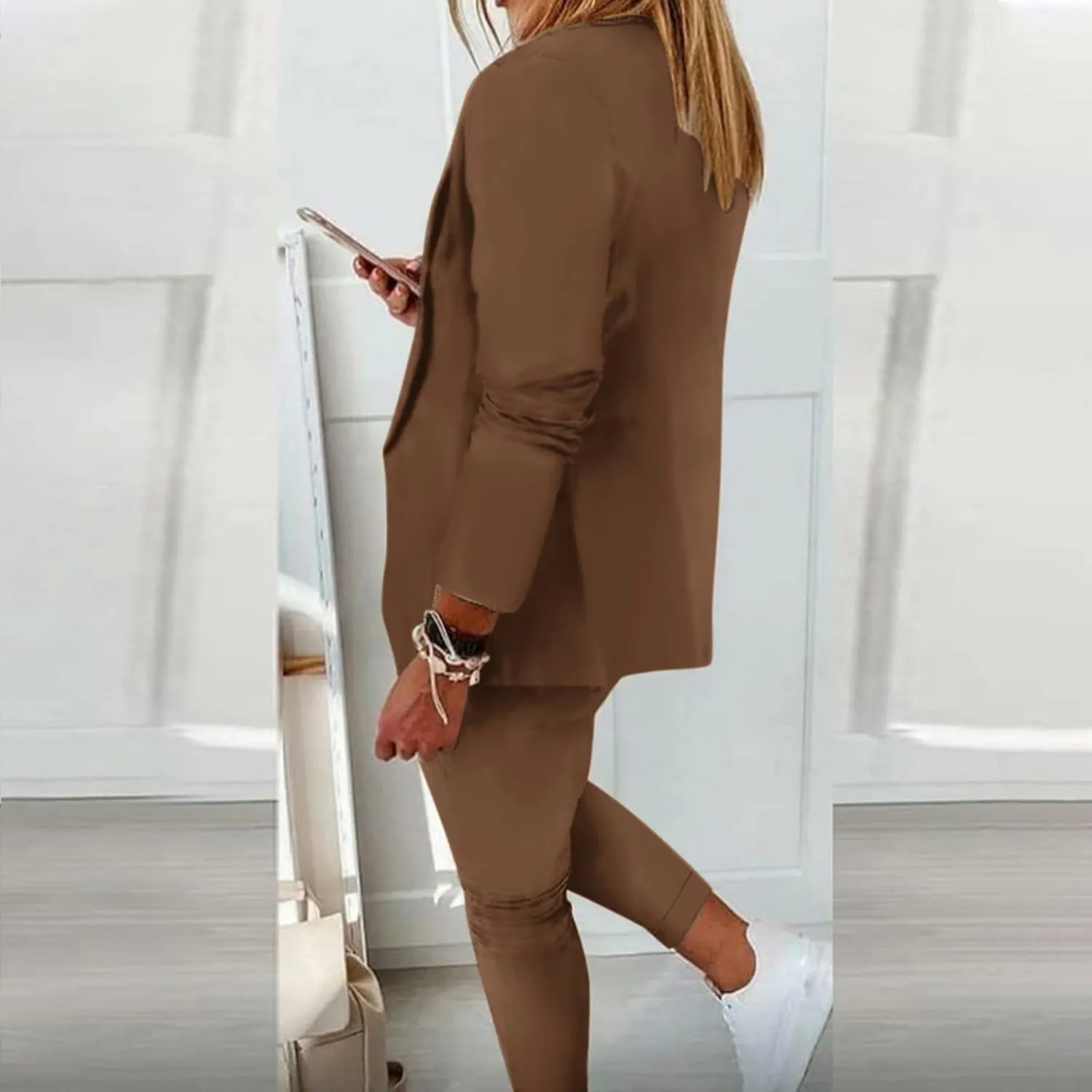 Blazer Sets Women 2 Piece Outfits Trendy 2024 Open Front Blazer And Pant Set Business Casual Office Work Suits