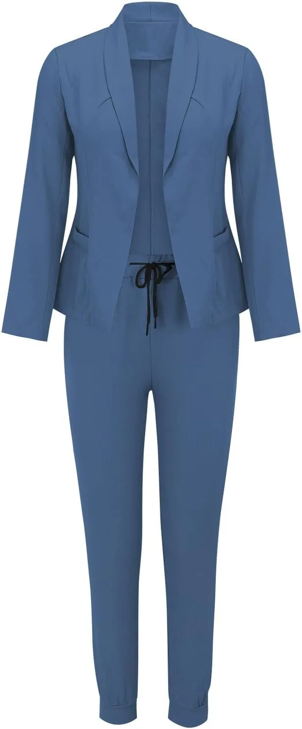 Blazer Sets Women 2 Piece Outfits Trendy 2024 Open Front Blazer And Pant Set Business Casual Office Work Suits