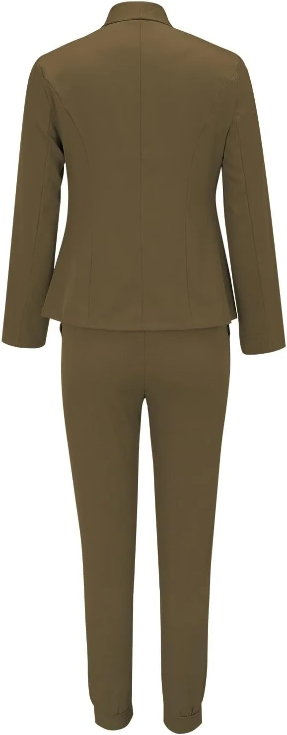 Blazer Sets Women 2 Piece Outfits Trendy 2024 Open Front Blazer And Pant Set Business Casual Office Work Suits