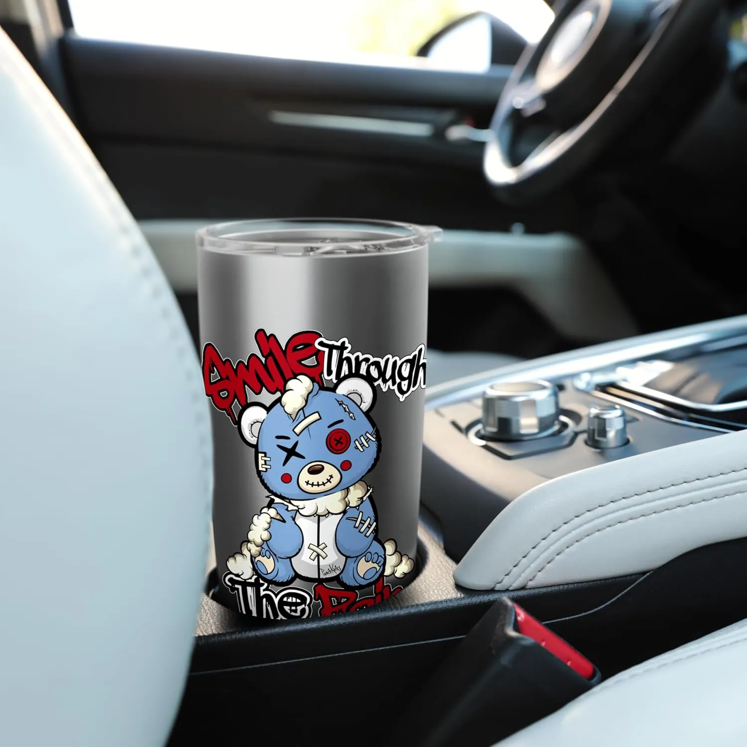 Blue Broken Teddy Bear Urban Streetwear Sneaker Match Stainless Steel Insulated Tumbler