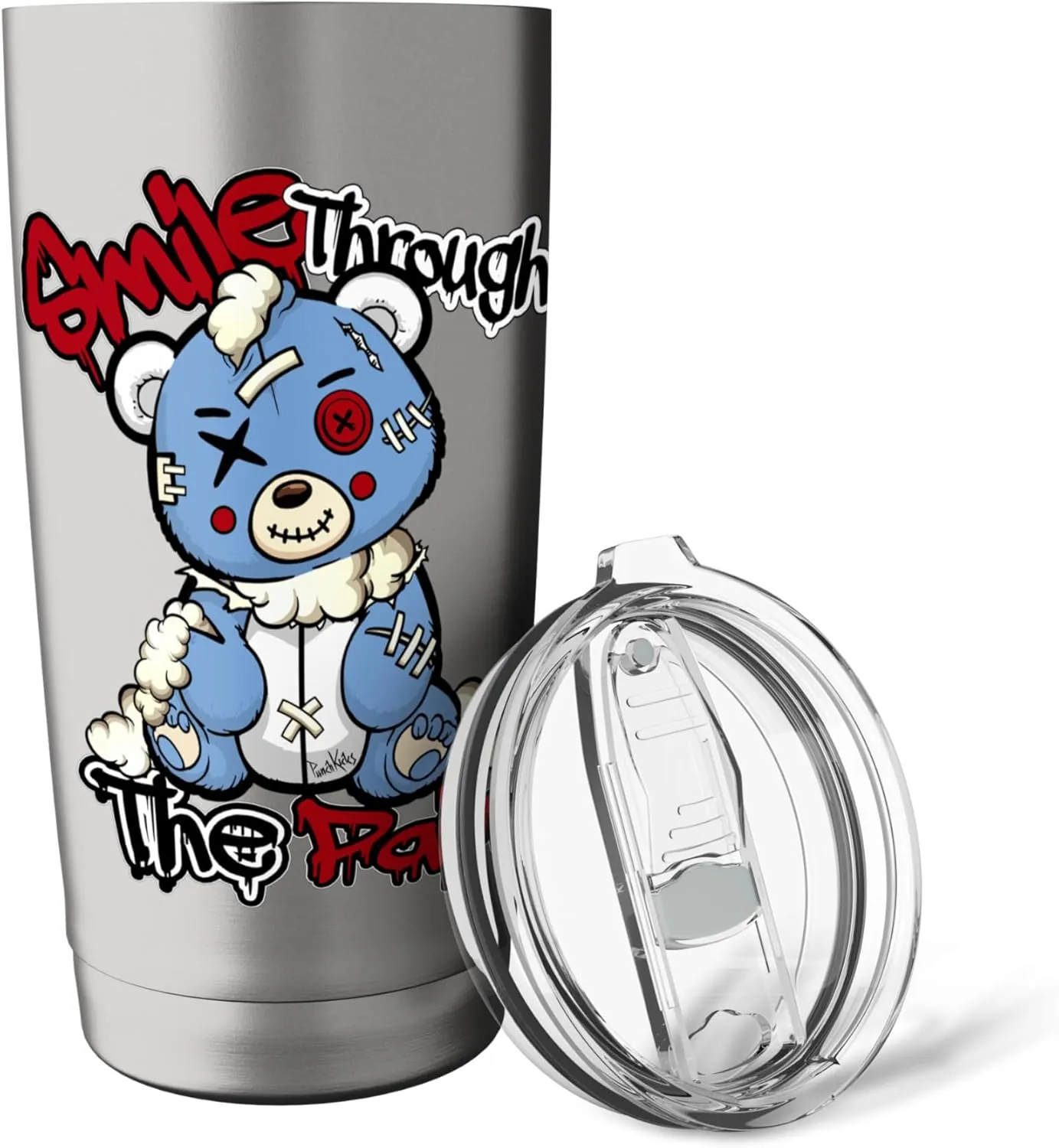 Blue Broken Teddy Bear Urban Streetwear Sneaker Match Stainless Steel Insulated Tumbler