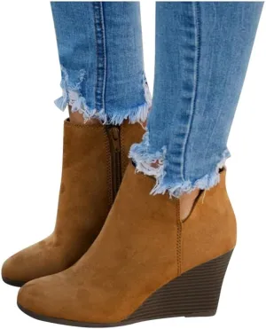 Boots for Women Suede Flat Short Ankle Booties Retro Fringe Boots Winter Round Toe Roman Fringe Short Flat Shoes